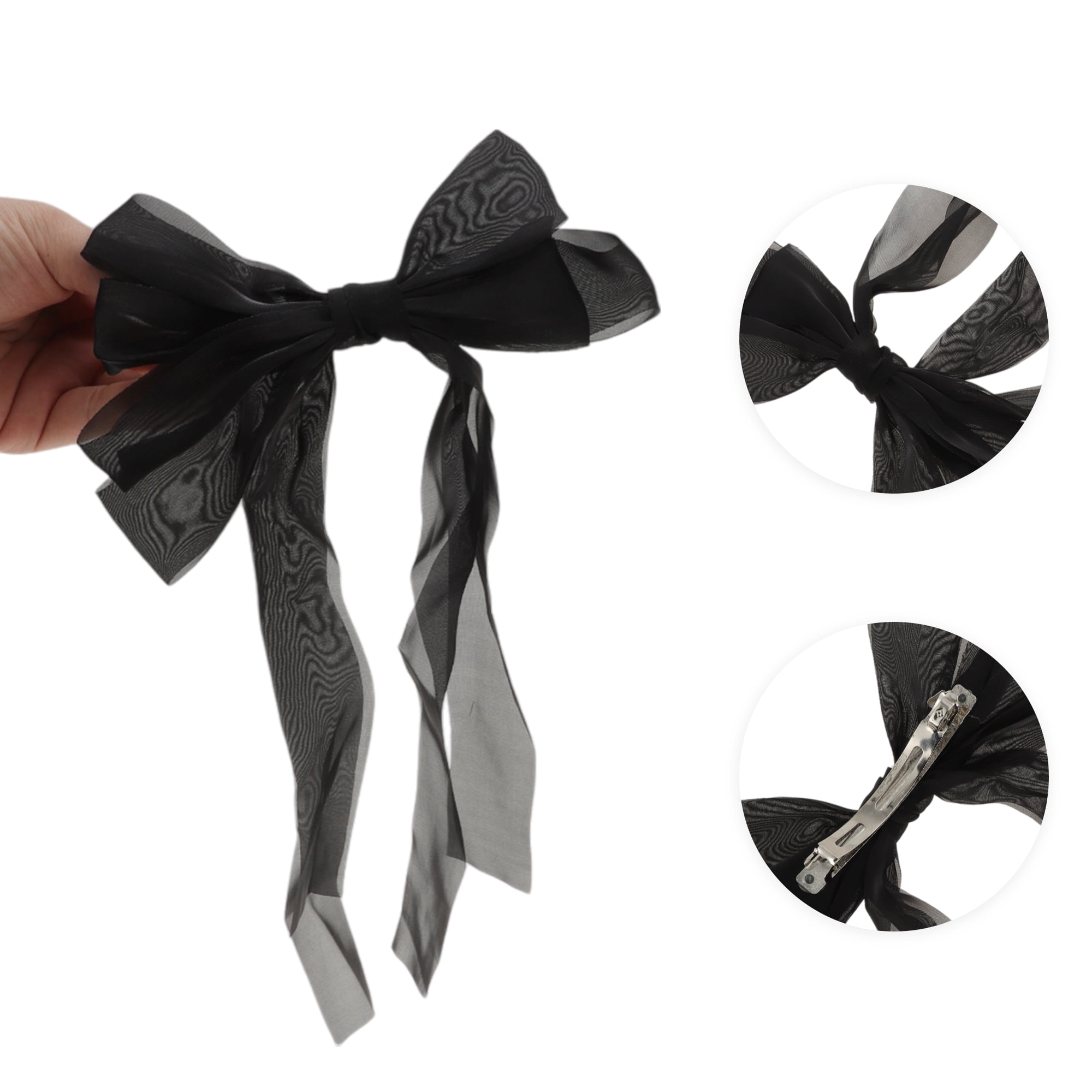 Unique Bargains Fashion Ribbon Bow Hair Clip for Hair Styling and Use - 1 Piece Black