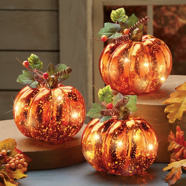 Collections Etc Lighted Harvest Pumpkin Set Fall Home Decor 3 Pc Collections Etc Lighted Harvest Pumpkin