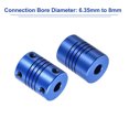 thumbnail image 4 of 2Pcs 6.35mm to 8mm Aluminum Alloy Shaft Coupling L25xD19 Flexible Coupler with Screws for Motors,Blue, 4 of 6