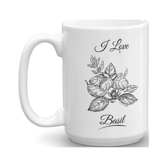 I Love Basil Home Cooking Essentials Coffee & Tea Gift Mug Stuff For Women Cooks (15oz)
