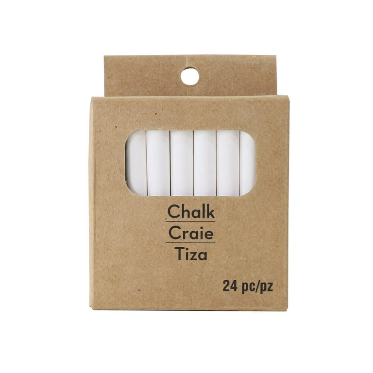 Basics Dustless Chalk with Eraser, Assorted, 24 Pack 