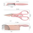 thumbnail image 4 of Tuphregyow 6-Piece Kitchen Knife Set in Pink with Non-Slip, Ultra-Sharp Stainless Steel Blades and Ergonomic Handles, Complete Block Set for Home Cooking Needs Pink, 4 of 8