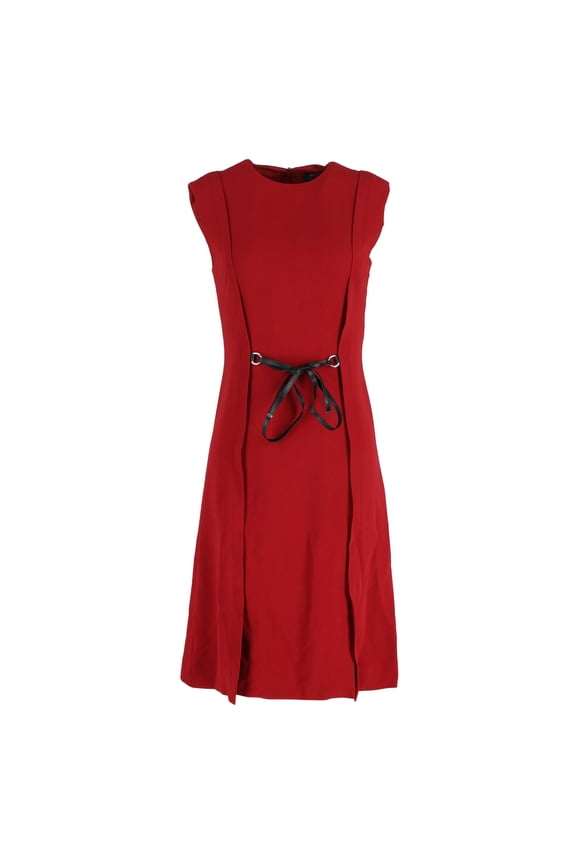 Pre-Owned Louis Vuitton Crew Neck Knee-Length Dress in Red Acetate