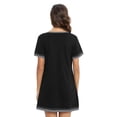 thumbnail image 2 of Women's Short Sleeve V Neck Sleepshirts With Pocket Ladies Home Pajamas Soft Comfy Nightdress,Lightweight Fabric,S-3XL,Black, 2 of 6