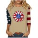 thumbnail image 1 of Camisetas de Manga Corta para las Mujeres Día de la Independencia Patriótica Impresa 3/4 Manga Cuello Redondo, Camiseta Casual para Diarios Y Festivales, 1 of 5