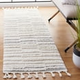 thumbnail image 2 of SAFAVIEH Moroccan Tassel Tom Geometric Striped Shag Runner Rug, Beige/Ivory, 2'3" x 8', 2 of 8