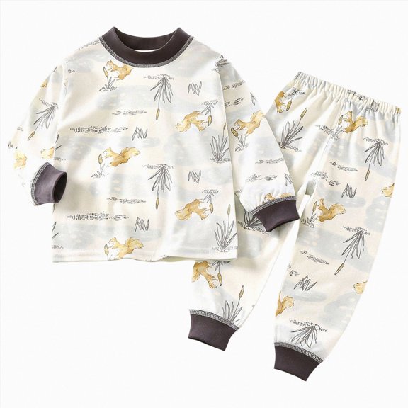 NOLDARES Toddler Boys Pajama Sets Long Sleeve Top with Pants Cotton Soft 2 Piece Pjs Set Fall Winter Sleepwear 6-12 Months 12-24 Months 2t 3t 4t 5t 6t 7t 8t 9t Children,Grey,4-5 Y