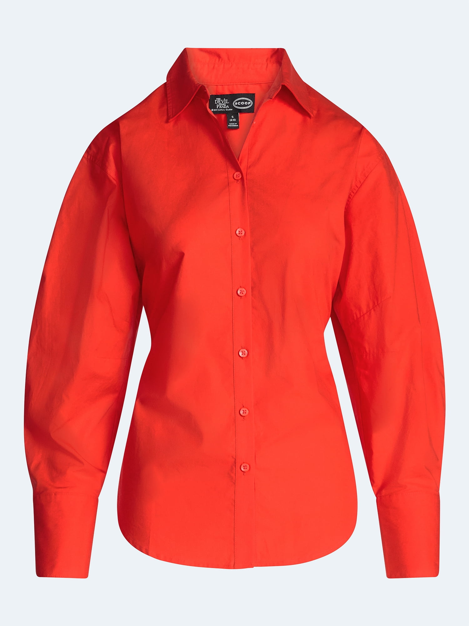 Devil Wears Prada Scoop Collection Women's and Women's Plus Lace Up Cotton Shirt, Sizes XS-4X