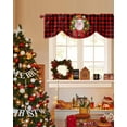 thumbnail image 4 of Christmas Wreath Tie Up Valances Curtain, Pig Bow Animal Red Check Winter Farm Adjustable Rod Pocket Short Window Treatment Tie Up Curtains Valances for Kitchen Living Room Bathroom 42x12 Inches, 4 of 9