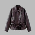 thumbnail image 2 of Zpanxa Leather Jacket Women Solid Color Long Sleeve Casual Jacket Warm Cozy Comfortable Classic Versatile Trendy Winter Outerwear, 2 of 8