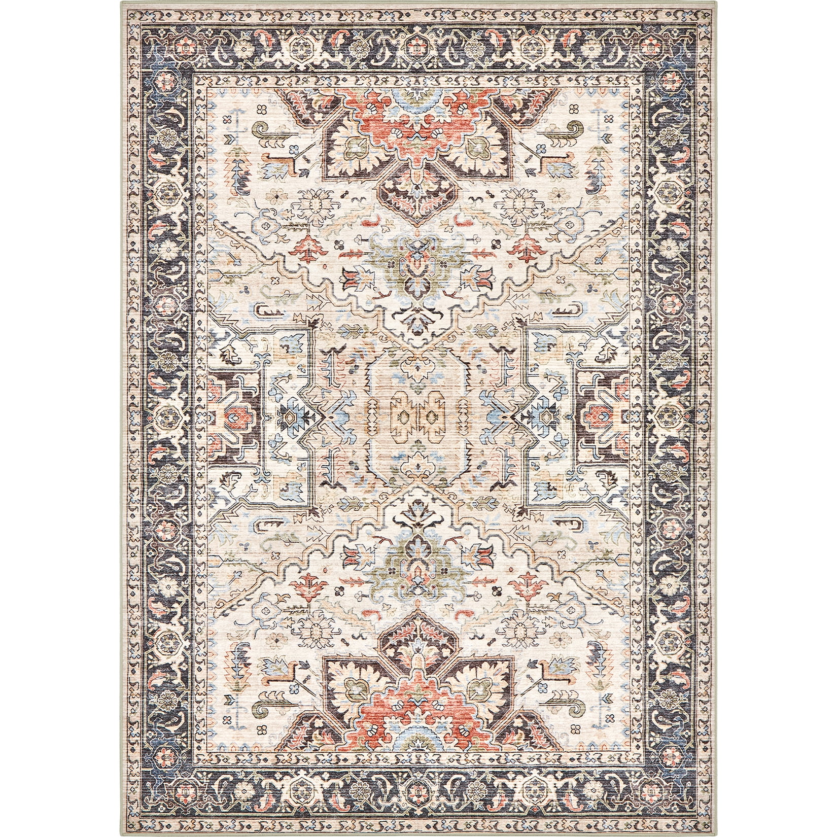 Toyoso 8x10 Area Rugs for Living Room Bedroom , Large Carpet Ultra Thin Soft Washable Oriental Vintage Floral Distressed Rug Big Indoor Carpets for Room Dorm Home Decor Aesthetic - Multi