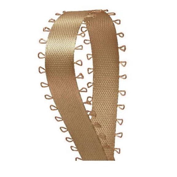 3/16" Double Face Satin Picot Ribbon Feather Edge 50 Yds-Toffee