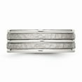 thumbnail image 3 of Solid Stainless Steel Men's Hammered and Grooved 8.00mm Wedding Band Ring Size 7.5, 3 of 7