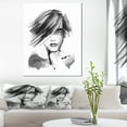 thumbnail image 1 of Jeune Femme Noir Blanc - Impression sur Toile Portrait Abstrait, 1 of 3