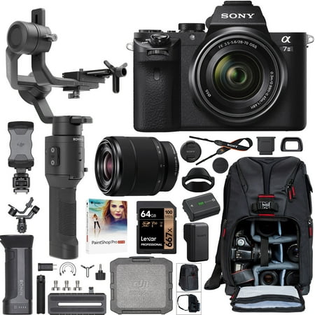 Sony a7 II Full-Frame Alpha Mirrorless Digital Camera a7II + 28-70mm Lens ILCE-7M2/K Filmmaker's Kit with DJI Ronin-SC 3-Axis Handheld Gimbal Stabilizer Bundle + Deco Photo Backpack + 64GB + (The Best Sony Camera 2019)