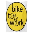 thumbnail image 3 of Ambesonne Yellow Tablecloth Rectangular Table Cover, Bike to Work Lettering Sign, 60"x84", Yellow Black, 3 of 4