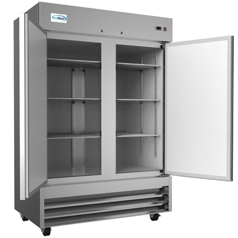 Pemberly Row 54" 2 Door Stainless Steel Upright Reach-in Freezer in Silver