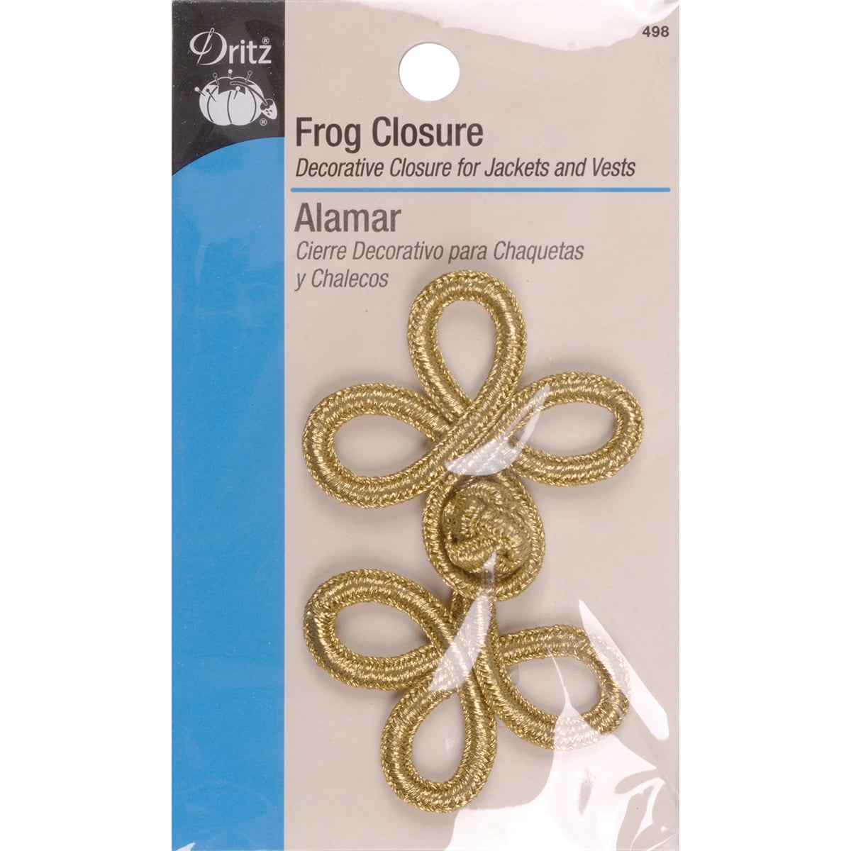 Sewing 3" L x 2" W Metallic Gold FROG CLOSURE Set of 2 Wrights