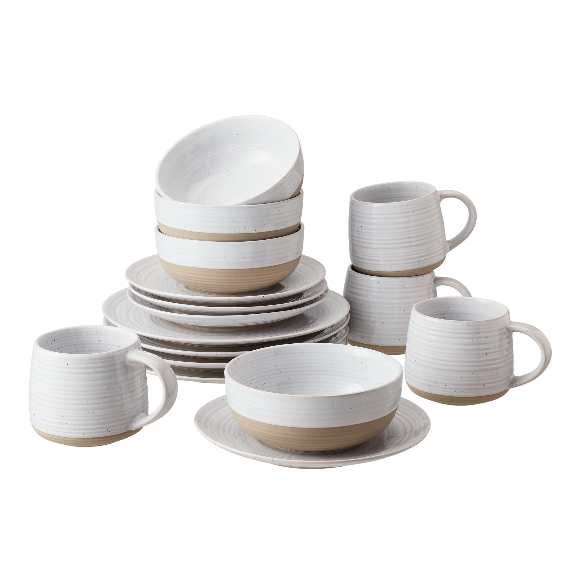 Better Homes & Gardens- Abott White Round Stoneware 16-Piece Dinnerware Set - Walmart.com