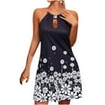 thumbnail image 4 of IROINNID Women's Sleeveless Halter Dress Round Neckline Summer Casual Adjustable Metal Hanging Neck Dress Strapless Print Dress, 4 of 9