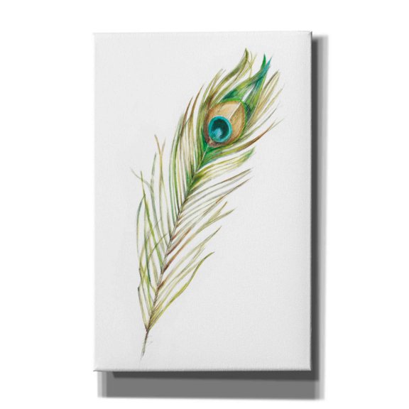 Epic Graffiti "Watercolor Peacock Feather II" by Ethan Harper, Canvas Wall Art, 26"x40"