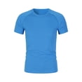 thumbnail image 5 of ZACPNCV Girls Athletic Shirts Short Sleeve Quick Dry Yoga T-Shirt Crewneck Solid Color Active Athletic Performance Tee Tops Sports Activewear Blue 7-8 Years, 5 of 9