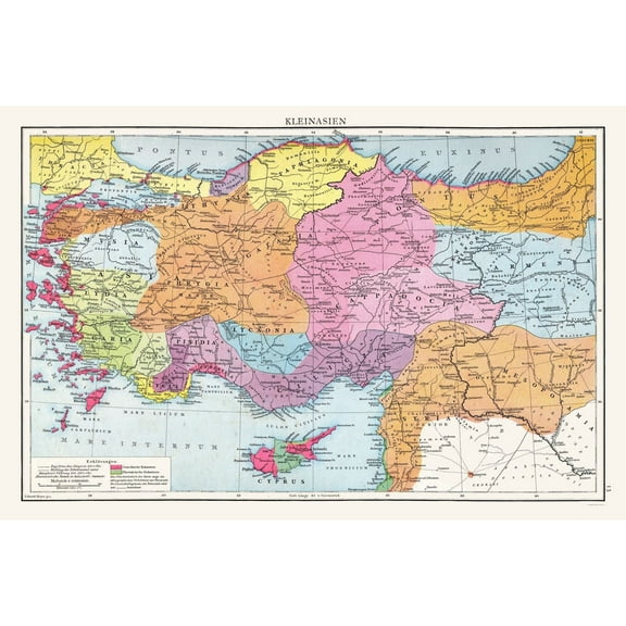 Historic Map - Asia Minor - Droysen 1886 - Vintage Wall Art