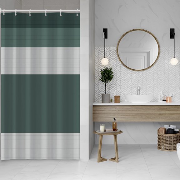 36x72 Inch Striped Textured Extra Long Shower Curtain Farmhouse Gingham Polyester Bath Curtain Vintage Neutral Stall Size Shower Curtains Set for Kids Bathroom Decor Waterproof with Hooks