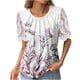 thumbnail image 1 of Fiudx Camisetas para Mujer Camiseta Estampada a La Moda para Mujer, Blusa de Manga Corta con Encaje, Tops Informales con Cuello Redondo, 1 of 4