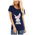 thumbnail image 1 of T-shirts d'Été Grande Taille pour Femmes, Col Rond, Imprimé Lapin, T-shirt de Pâques à Manches Courtes, Blouse Décontractée Ample, T-shirt à Col en V pour Femmes en Liquidation, 1 of 8