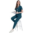 thumbnail image 3 of Niaahinn Women's Scrubs Set - V-Neck Top & Drawstring Jogger Scrub Pant for Nursing Uniforms, 9 colors, 3 of 8