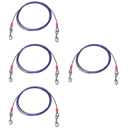 4pcs Dog Tie Out Cable Camping Dog Tether Portable Dog Leash Hooks Dog Tether for Travel Use