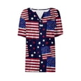 thumbnail image 4 of Lilgiuy Womens 4th of July Tops V Neck Buttons Trendy Shirts Short Sleeve Dressy Blouses 2024 American Flag Star Print Shirts Clothes(Navy,S), 4 of 5
