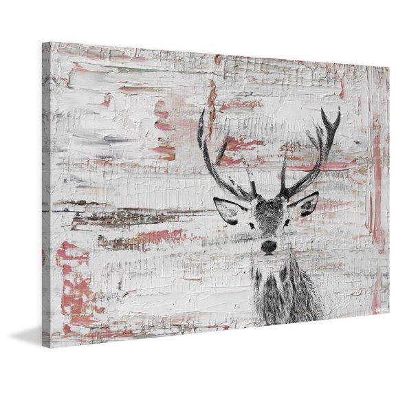 "Deer Glare" Painting Print on Wrapped Canvas