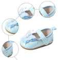 thumbnail image 6 of Zanarzt Baby Girls' Shoes Baby Girls Mary Jane Flats with Bowknot Flowers Princess Wedding Dress Ballet Shoes Non-Slip Toddler First Walkers Blue,US 5, 6 of 9