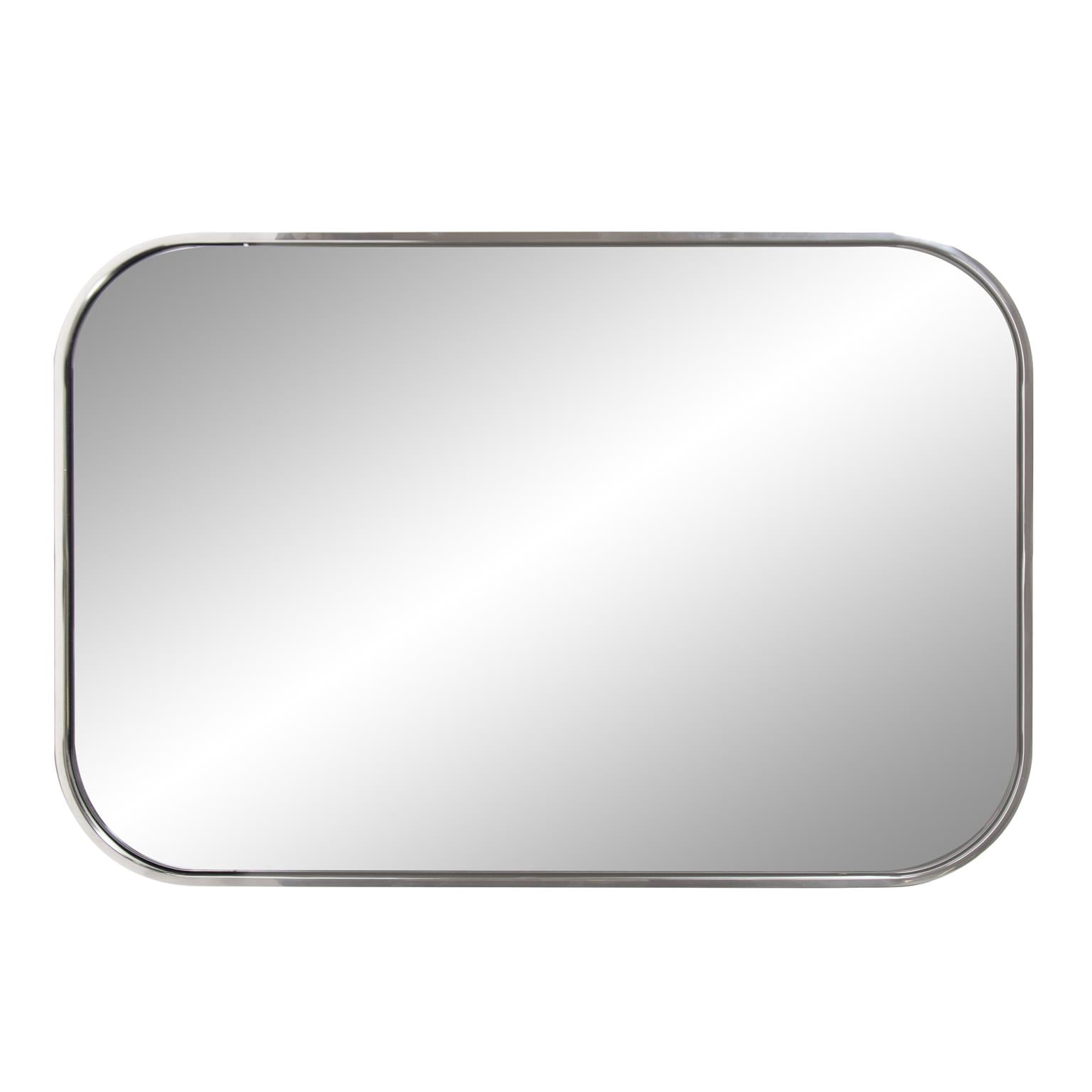 Tyler Dillon Curved Rectangular Stainless Steel Framed Vanity Mirror - 24"W x 36"H