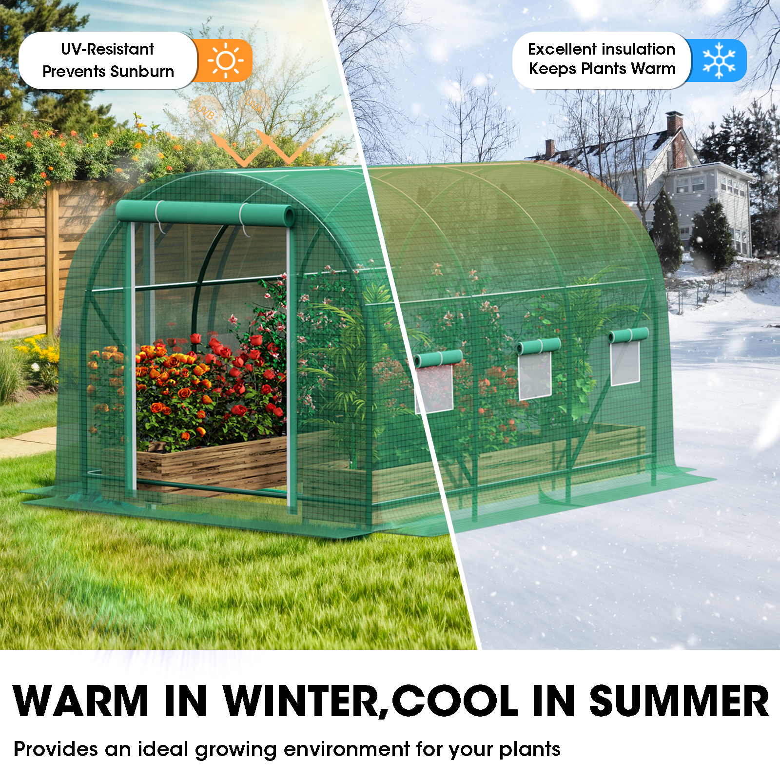 Gaildon Walk-in Greenhouse 10x7x7 FT Upgraded Green House with