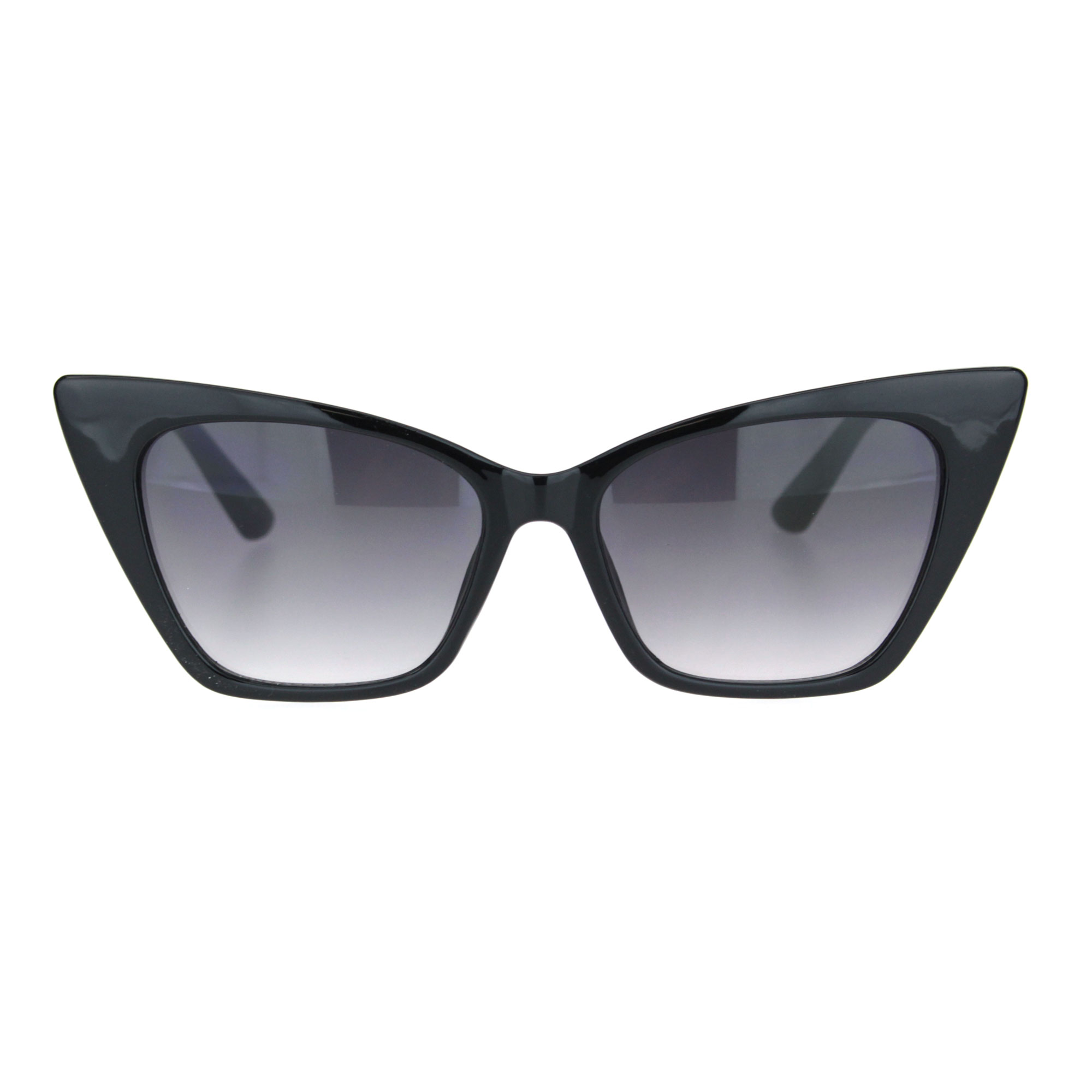 Womens Retro Squared Cat Eye Gothic Plastic Sunglasses Black Gradient Black