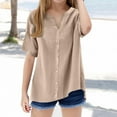 thumbnail image 2 of ZyeKqe Girls Button down Shirts Short Sleeve Button up V Neck Casual Summer Tops Loose Fitted Casual Blouses, 2 of 6