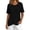 Black, variant on Summer Knitted Tops for Women Crew Neck Short Sleeve Asymmetrical Hem Button Shirts Trendy Casual Blouses