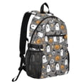 thumbnail image 2 of JIALIOU 14" Laptop Backpack Waterproof Airline Approved Stylish Casual Daypack for Travel Business College Work, Cute Ghost Pumpkin Star, 2 of 8