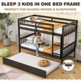 thumbnail image 4 of SESSLIFE Twin Over Twin Bunk Bed with Trundle, Wood Convertible Bunk Bed Frame with Guardrails and Ladder, No Box Spring Needed, Space-Saving Bunk Bed for Bedroom, Dorm, Guest Room, Espresso, 4 of 8