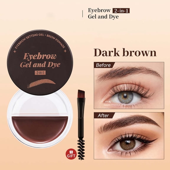YiFudd 2-in-1 Brow Gel & Cream Brown, Long-Lasting Waterproof Eyebrow Shaper for Natural Defined Brows, 12g / 0.42 oz