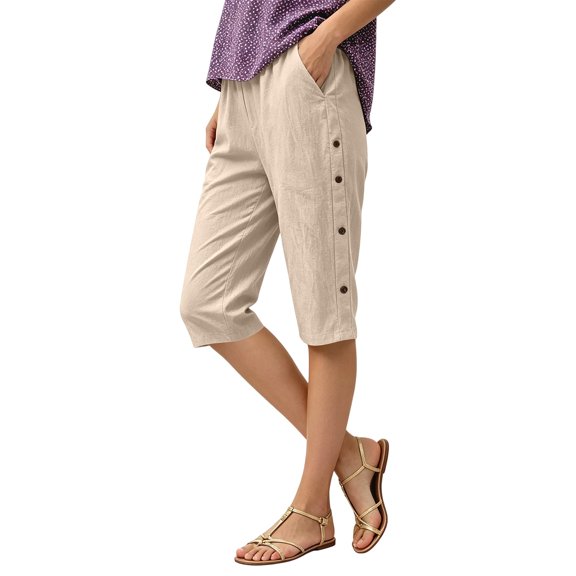 Straight Leg Pants for Women Lightweight Casual Pants with Pockets and Button Closure Trousers Pants