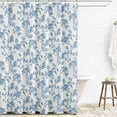 thumbnail image 2 of Blue Shower Curtain Floral Cotton Linen Cottagecore Shower Curtain for Bathroom 72" W x 72" L, 2 of 3
