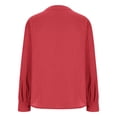 thumbnail image 5 of GZWYHT Women's Cotton Linen Button Down Shirt Stand Collar V Neck Long Sleeve with Chest Pocket Loose Fit Solid Color Casual Blouse Lightweight Work Tops Red 3XL, 5 of 7