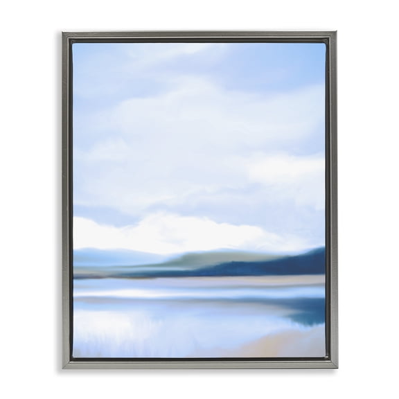 Stupell Industries Coastal Blue Beach Shore Gray Floating Frame Canvas Art, 25 x 31, by Amy Hall