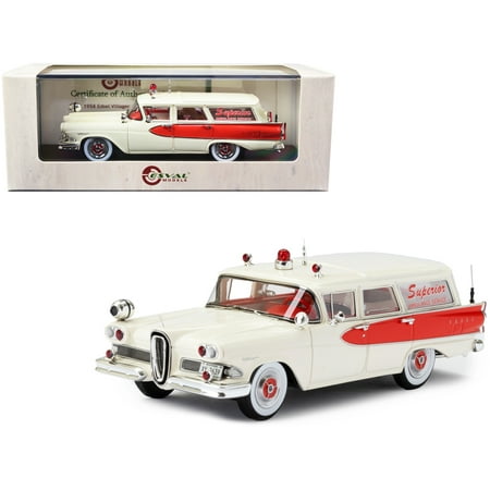 1958 Edsel Villager Amblewagon Ambulance White with Red Stripe Ltd Ed to 250 pcs 1/43 Model Car by Esval Models