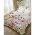 thumbnail image 3 of Flannel Fleece Throw Blanket Vintage Country Flower Lightweight Soft Plush Blankets,Pastoral Floral Bird Cozy Warm Throw Blanket for Couch Sofa Bed Car Office 40x50in, 3 of 9