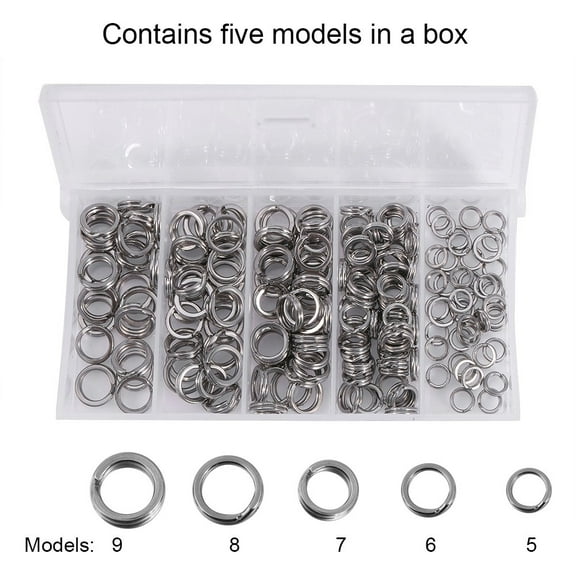 WALFRONT 200PCS 5Sizes Heavy Duty Stainless Steel Split Rings Solid Lures Connectors Fishing Tackle, Fishing Split Rings, Split Rings